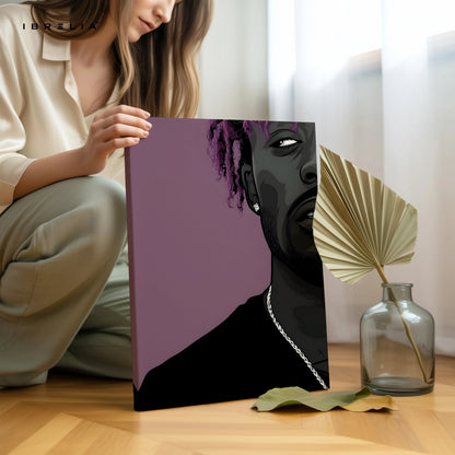 Purple Aesthetic Rap Portrait Wall Art – Modern Hip Hop Canvas Frame | Minimal Artist Illustration Poster Pakistan | IBRELIA™ IBRELIA