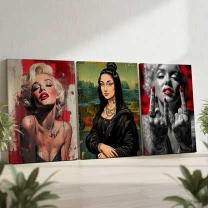 Rebel Beauty Pop Art 3 Panel 4K Ultra HD Wall Art in Pakistan | IBRELIA™ IBRELIA