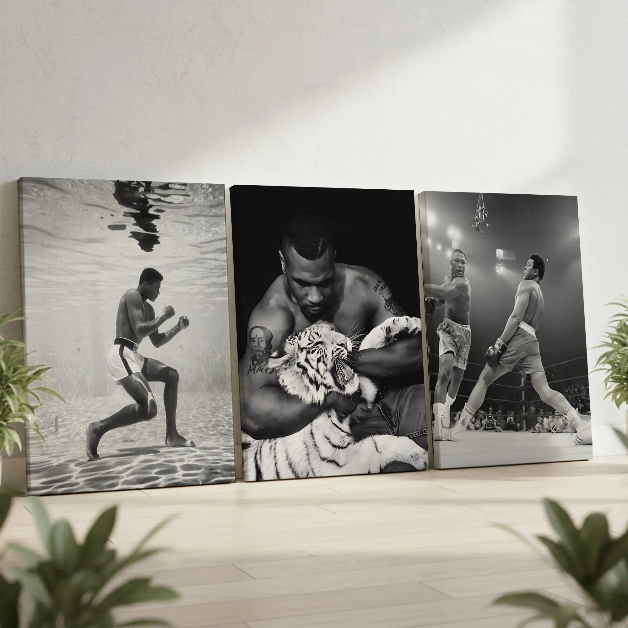 Muhammad Ali Legendary Boxing Moments 3 Panel 4K Ultra HD Wall Art in Pakistan | IBRELIA™ IBRELIA