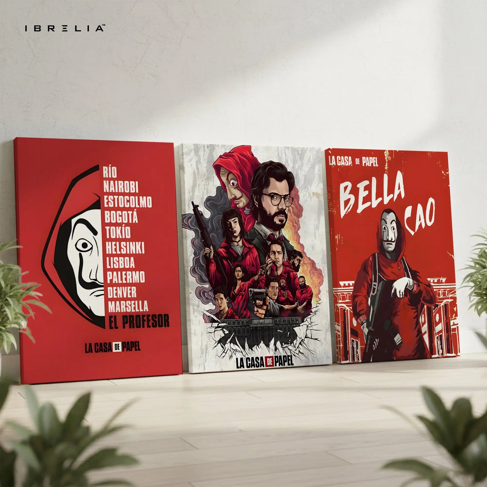 Money Heist La Casa De Papel 3 Panel 4K Ultra HD Wall Art in Pakistan | IBRELIA™ IBRELIA