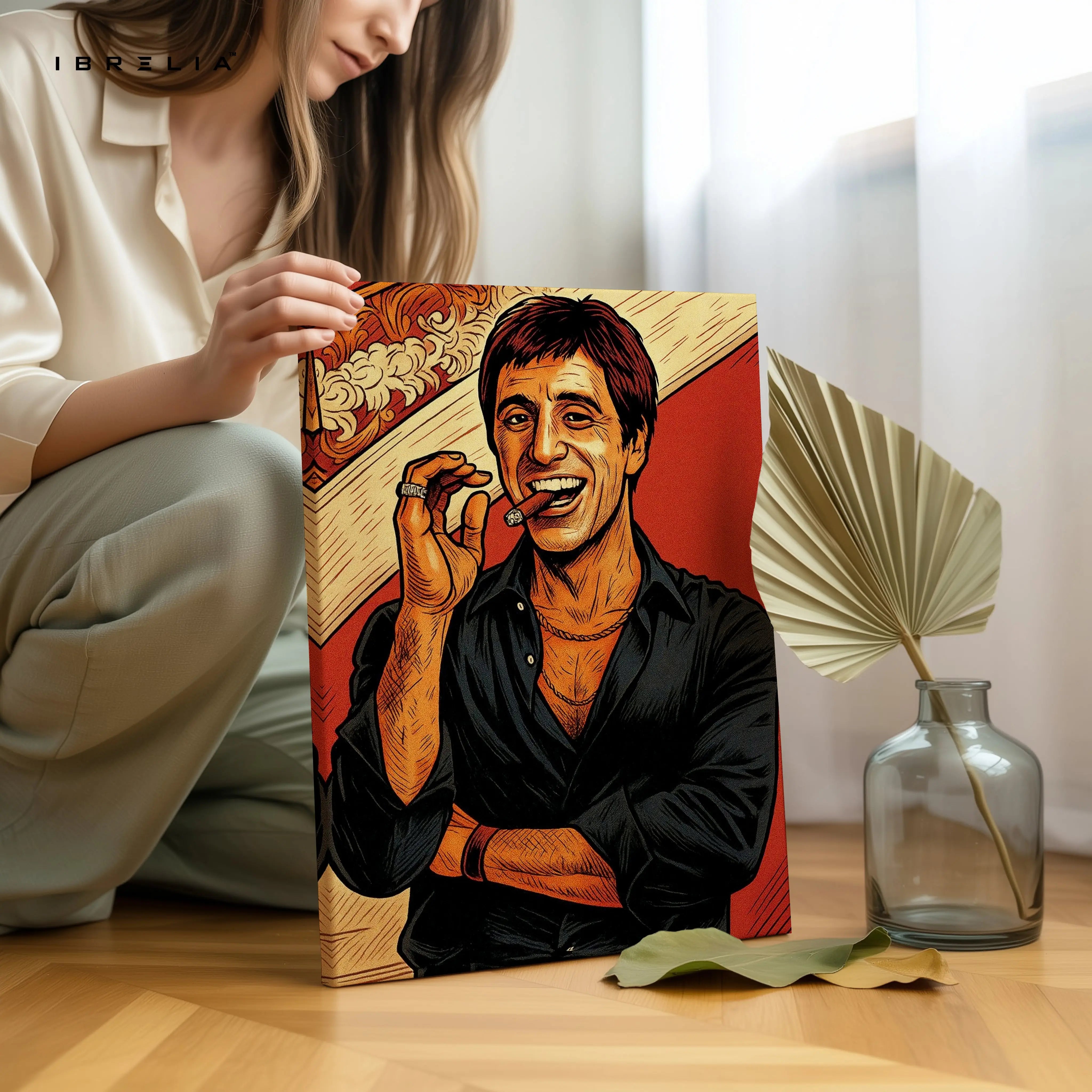 Tony Montana Scarface Wall Art – Iconic Mafia Portrait Canvas Frame | Vintage Crime Movie Poster Pakistan | IBRELIA™ IBRELIA