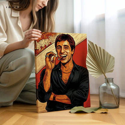 Tony Montana Scarface Wall Art – Iconic Mafia Portrait Canvas Frame | Vintage Crime Movie Poster Pakistan | IBRELIA™ IBRELIA