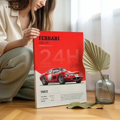 Ferrari 250 LM 1963 Wall Art – Le Mans Classic Race Car Poster | Vintage Ferrari Motorsport Frame in Pakistan | IBRELIA™ IBRELIA