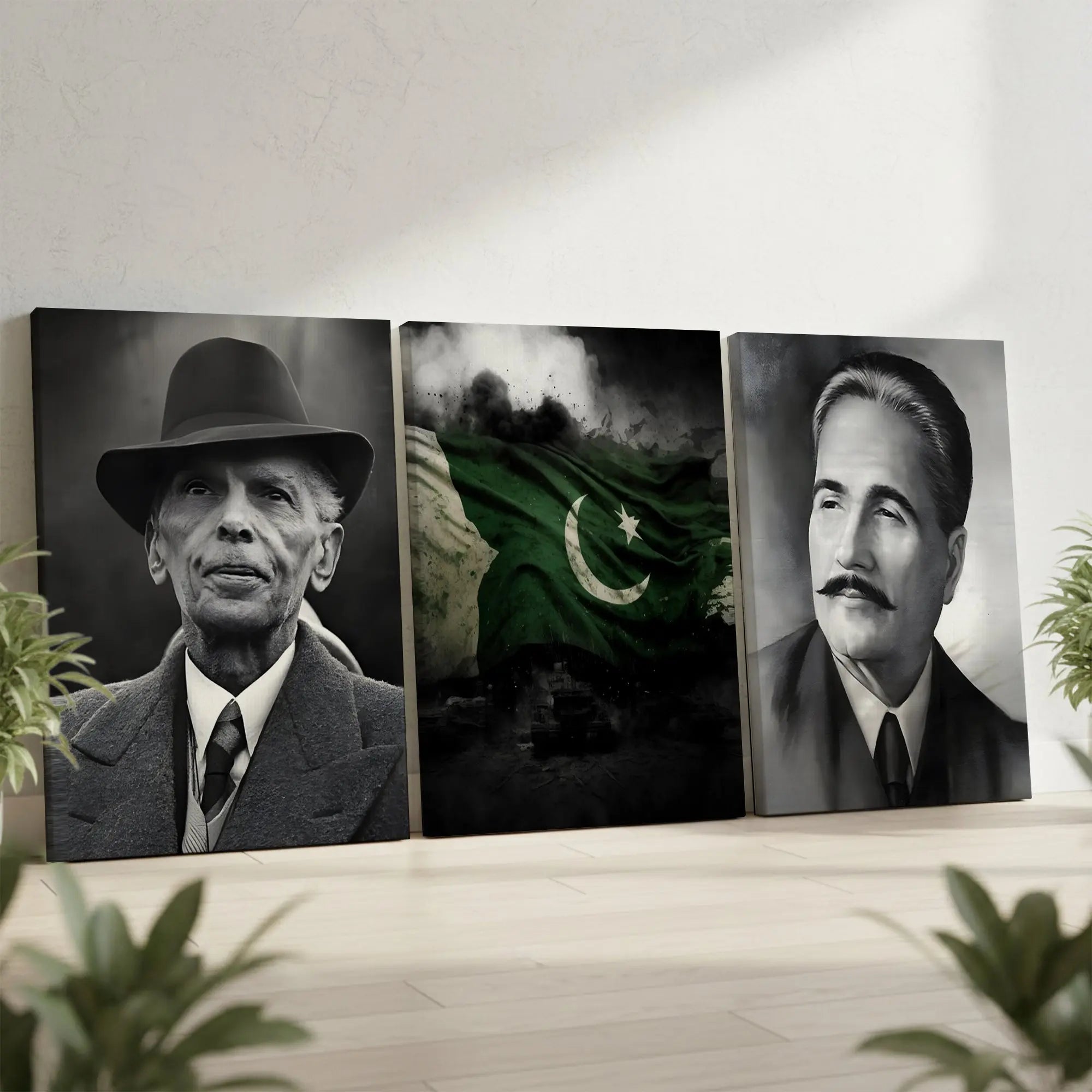 Pakistan Founding Legends 3 Panel 4K Ultra HD Wall Art in Pakistan | IBRELIA™ IBRELIA