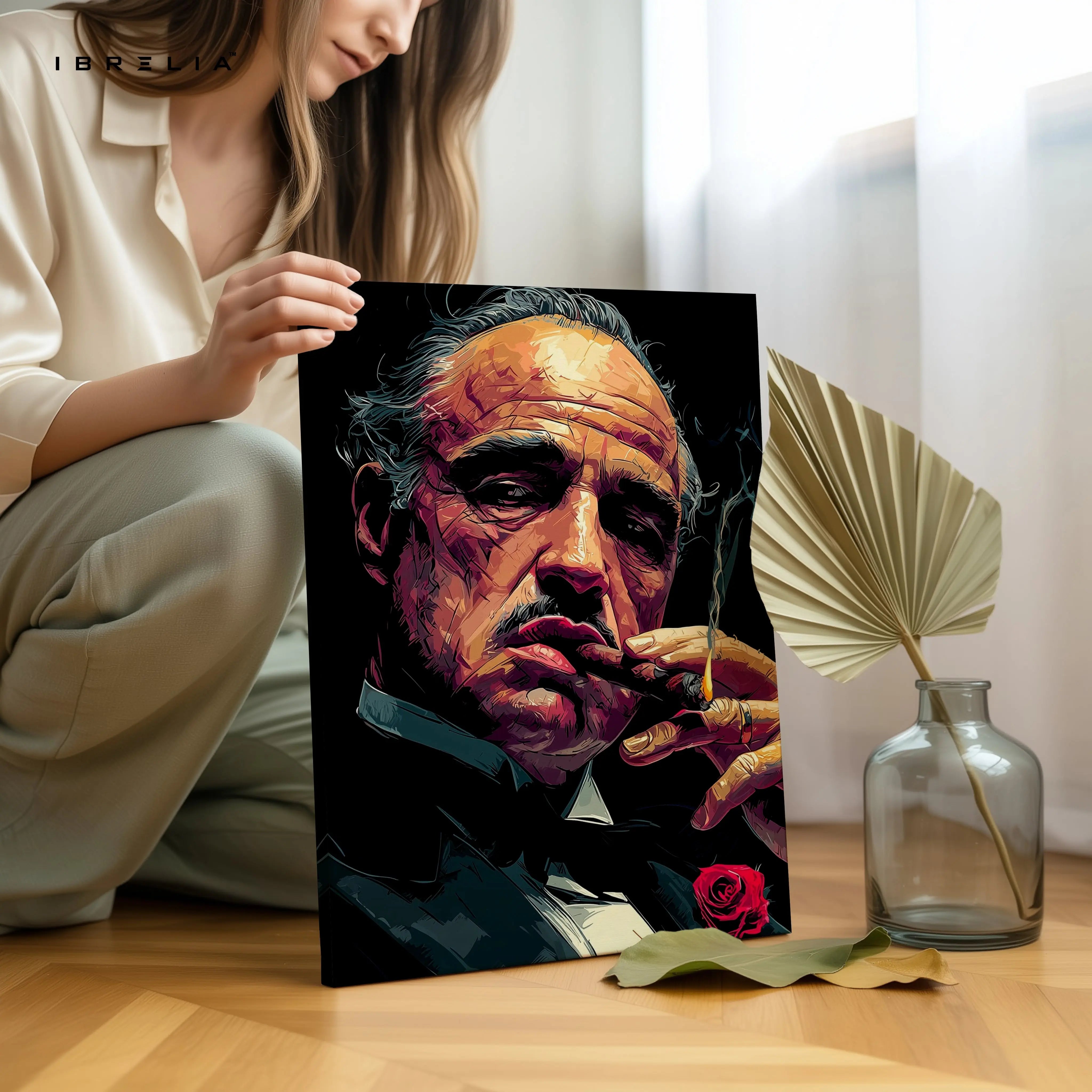 Godfather Portrait Wall Art – Don Vito Corleone Canvas Frame | Classic Mafia Icon Poster Pakistan | IBRELIA™ IBRELIA