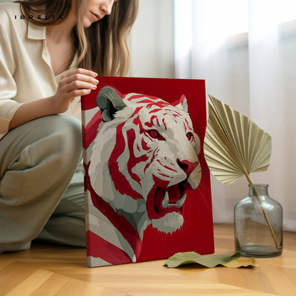 Red Tiger Wall Art – Bold Wildlife Canvas Frame | Fierce Animal Poster Pakistan | IBRELIA™ IBRELIA