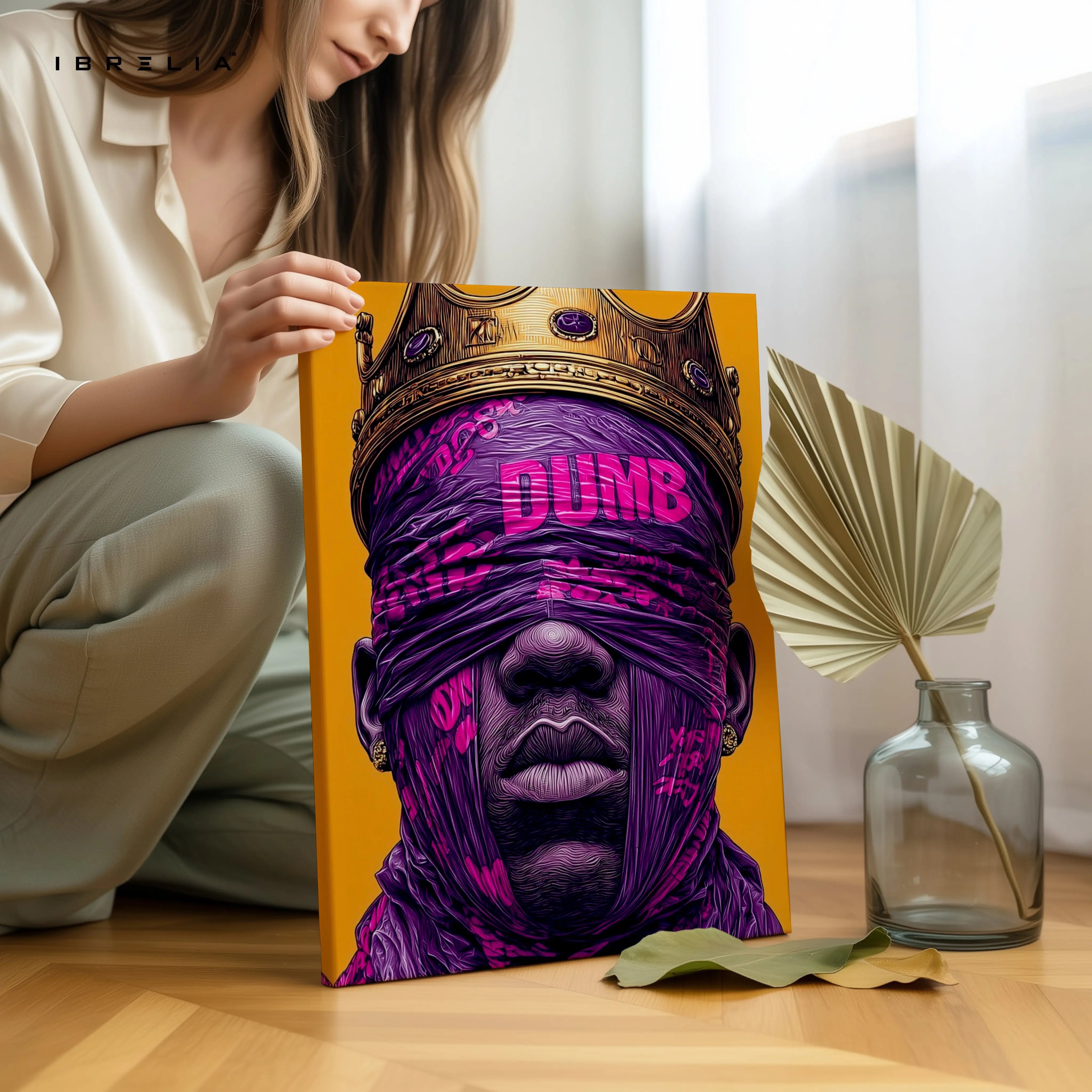 Urban King Graffiti Wall Art – Crown Street Art Poster | Bold Purple King Canvas Frame Pakistan | IBRELIA™ IBRELIA