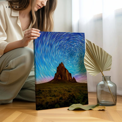 Star Trails Mountain Landscape Wall Art – Cosmic Night Sky Canvas Frame | Long Exposure Nature Poster Pakistan | IBRELIA™ IBRELIA