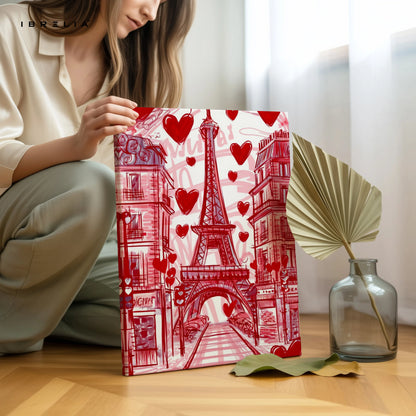 Paris Eiffel Tower Love Wall Art – Romantic Red Canvas Frame | Paris Aesthetic Poster Pakistan | IBRELIA™ IBRELIA