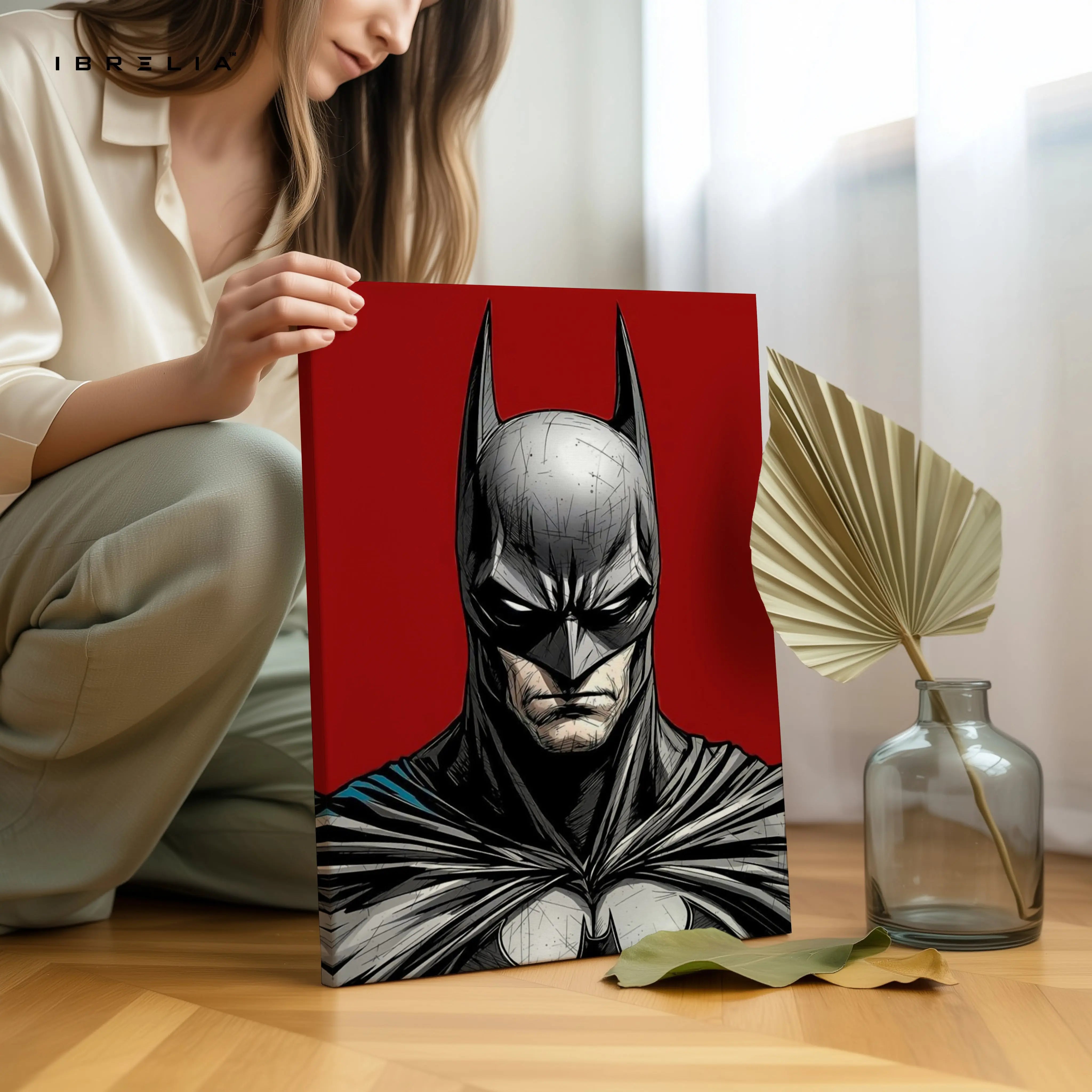 Batman Dark Portrait Wall Art – DC Superhero Canvas Frame | Batman Poster Pakistan | IBRELIA™ IBRELIA