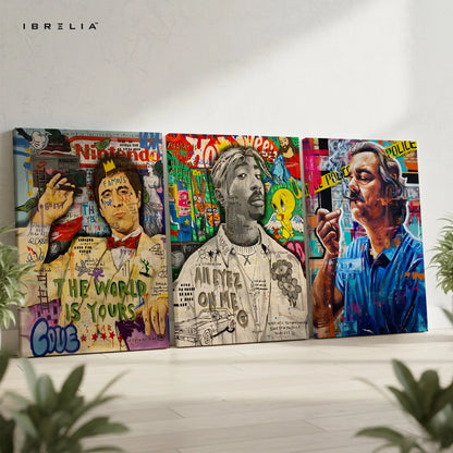 Iconic Legends Street Art 3 Panel 4K Ultra HD Wall Art in Pakistan | IBRELIA™ IBRELIA
