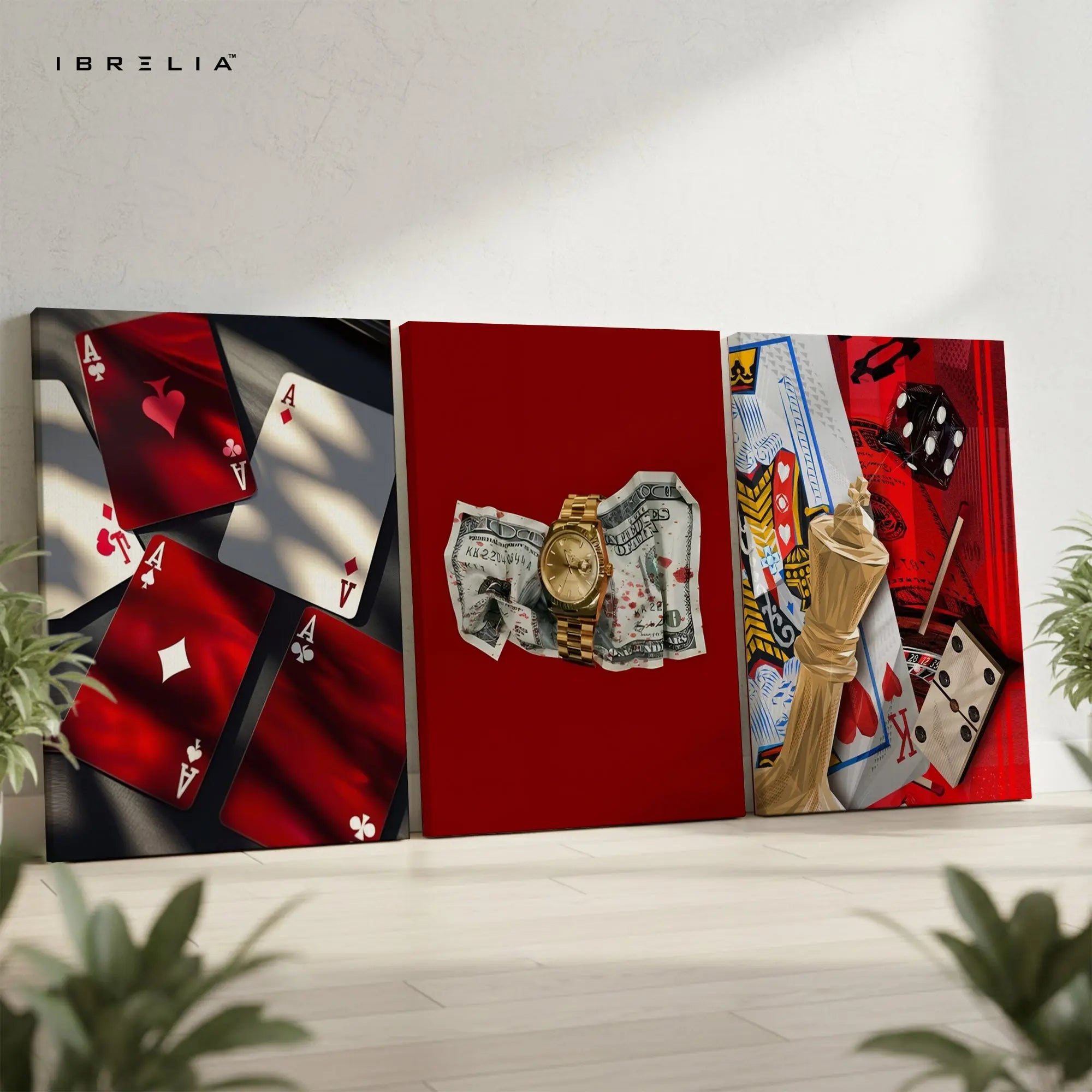 Casino Royal Cards & Luxury Poker 3 Panel 4K Ultra HD Wall Art in Pakistan | IBRELIA™ IBRELIA