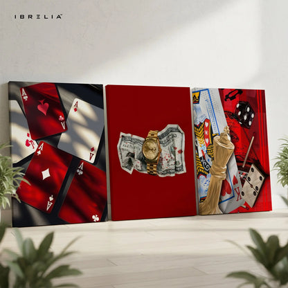 Casino Royal Cards & Luxury Poker 3 Panel 4K Ultra HD Wall Art in Pakistan | IBRELIA™ IBRELIA