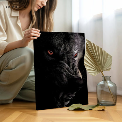 Black Wolf Wall Art – Dark Predator Canvas Frame | Red Eyes Animal Poster Pakistan | IBRELIA™ IBRELIA