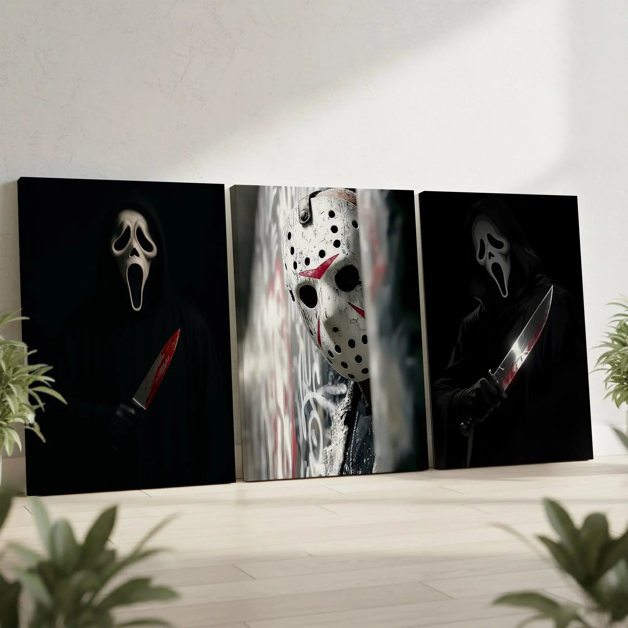 Horror Slasher Icons 3 Panel 4K Ultra HD Wall Art in Pakistan | IBRELIA™ IBRELIA