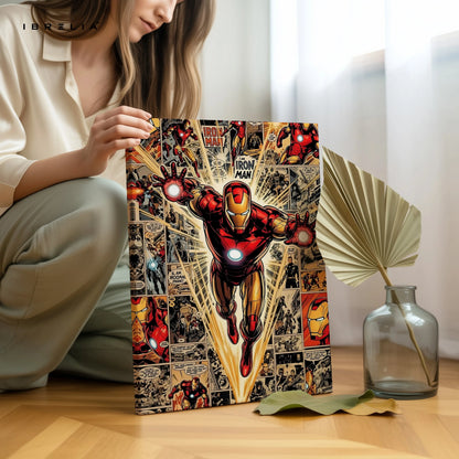 Iron Man Flying Wall Art – Marvel Superhero Comic Canvas Frame | Iron Man Poster Pakistan | IBRELIA™ IBRELIA