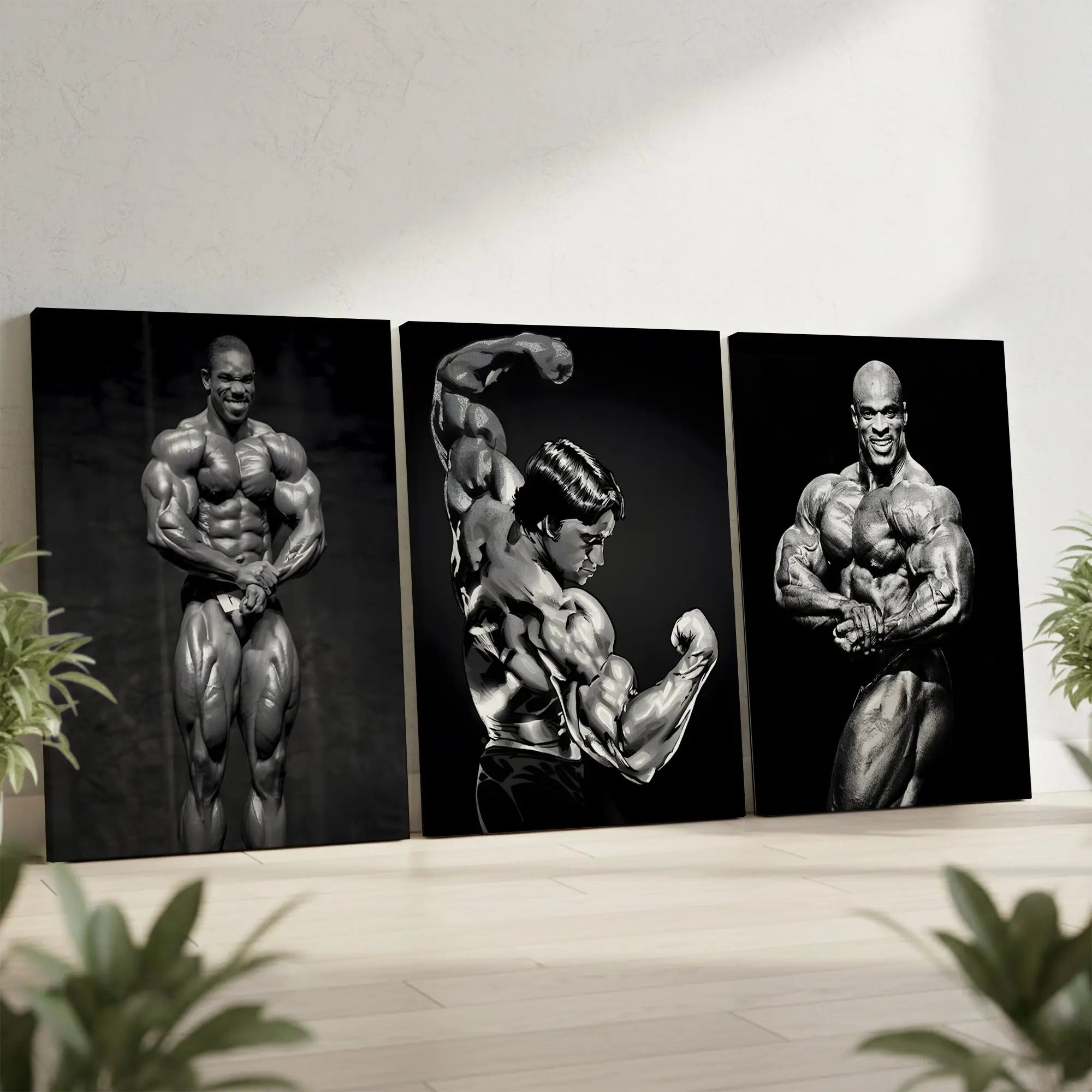 Bodybuilding Legends Power 3 Panel 4K Ultra HD Wall Art in Pakistan | IBRELIA™ IBRELIA