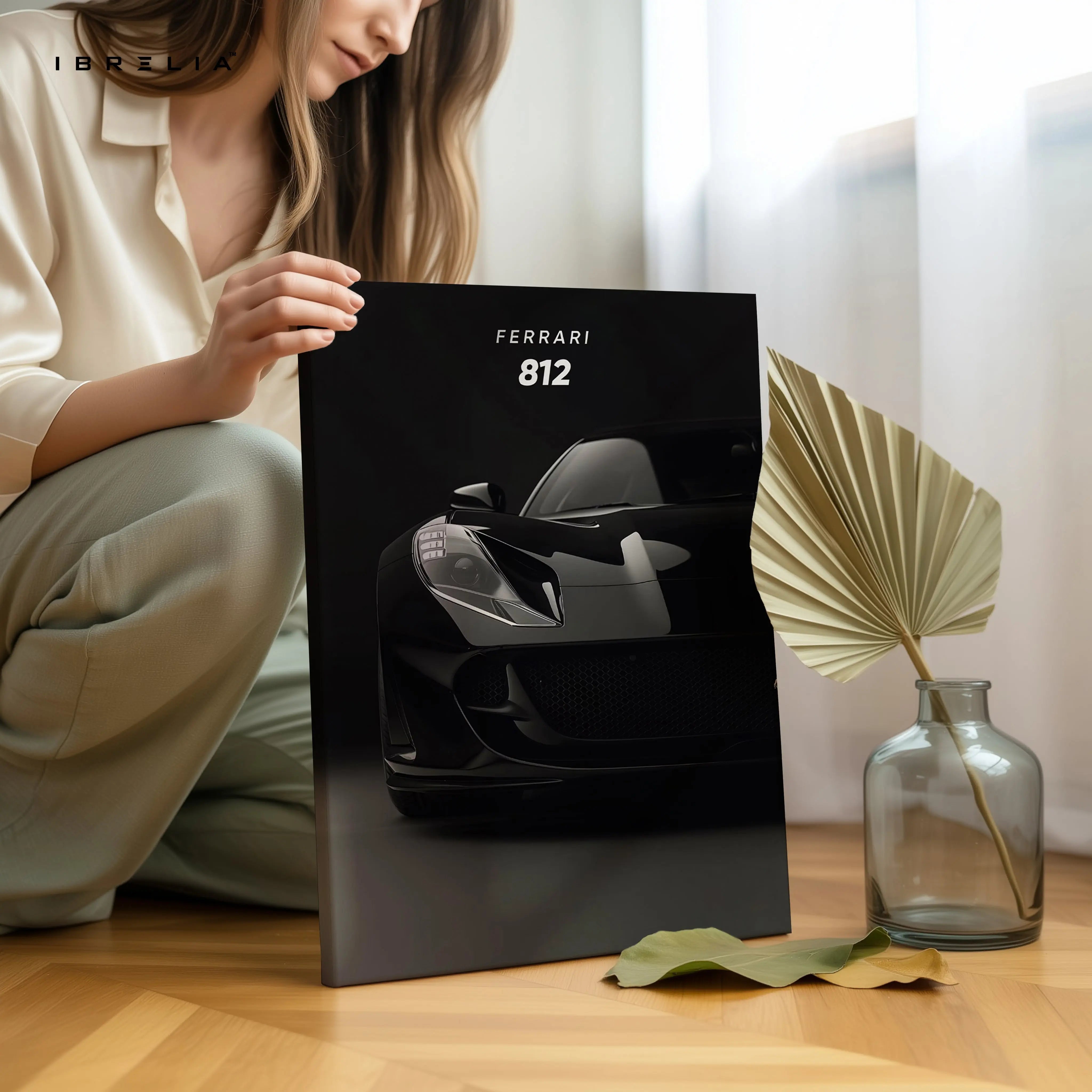Ferrari 812 Black Luxury Art – Minimal Dark Supercar Wall Art | 4K Ultra Wrap Frame Wall Art in Pakistan | IBRELIA™ IBRELIA