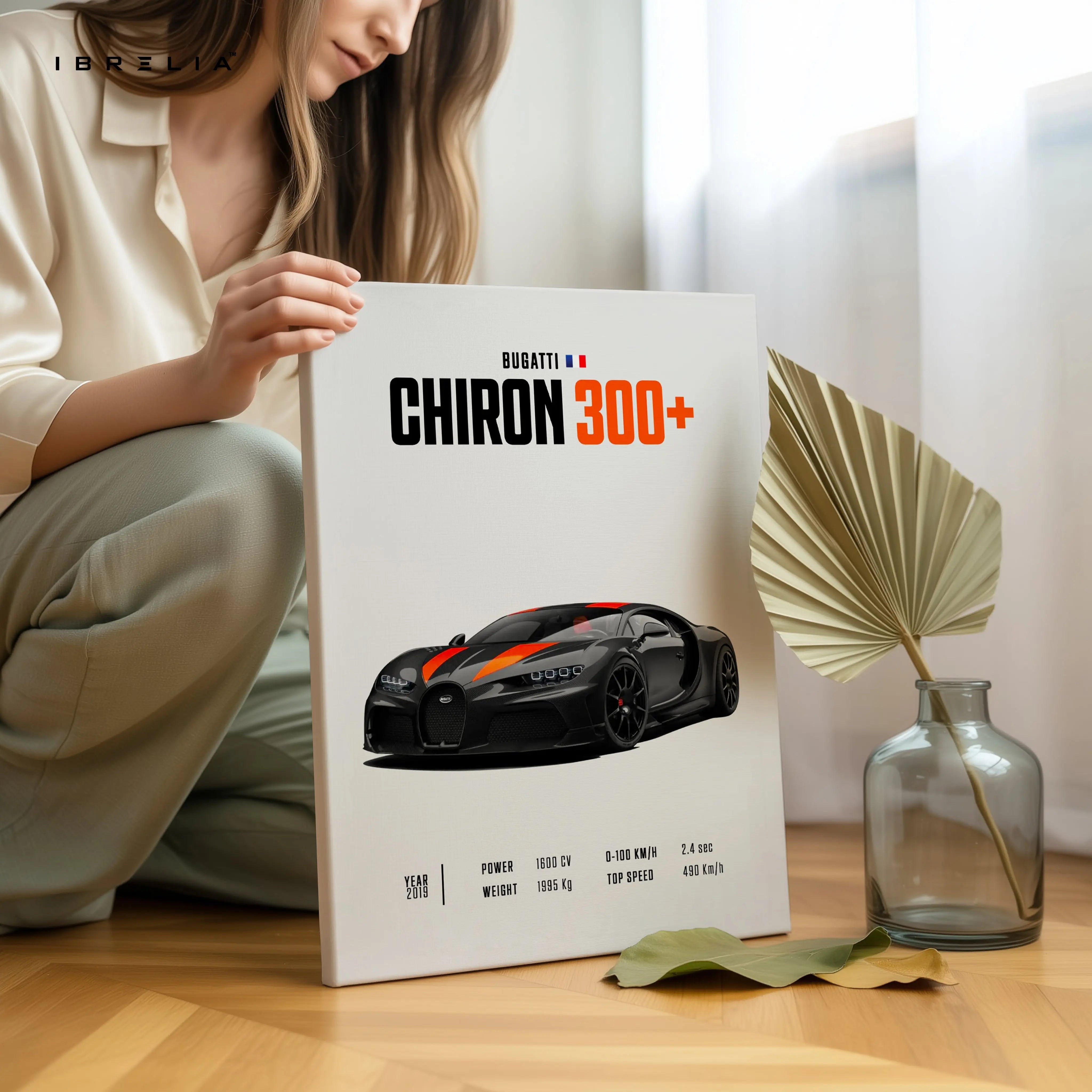 Bugatti Chiron 300+ Minimal Hypercar Wall Art – Luxury Supercar Poster | 4K Ultra Wrap Frame Wall Art in Pakistan | IBRELIA™ IBRELIA