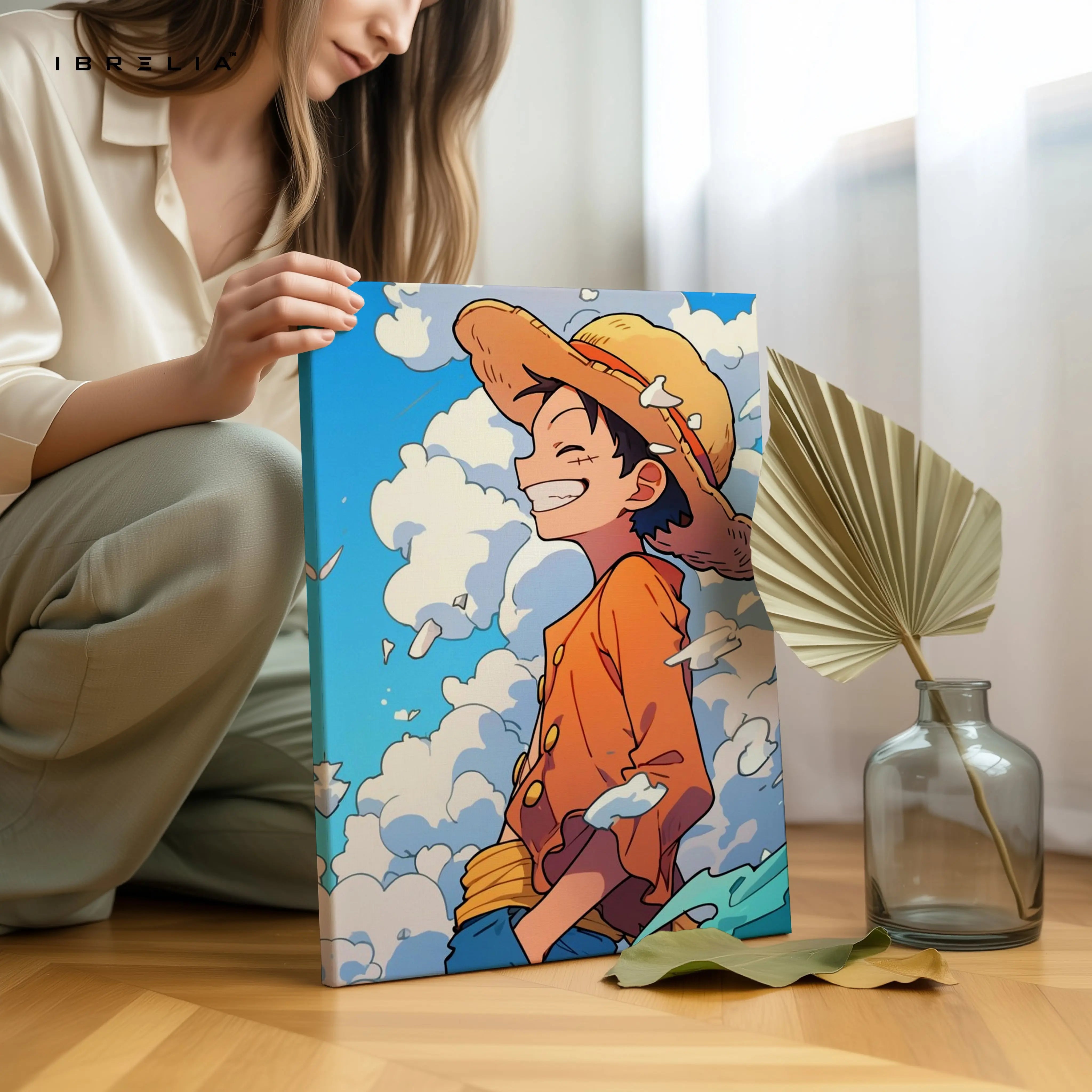 Monkey D. Luffy Smile Wall Art – One Piece Anime Canvas Frame | Luffy Straw Hat Poster Pakistan | IBRELIA™ IBRELIA