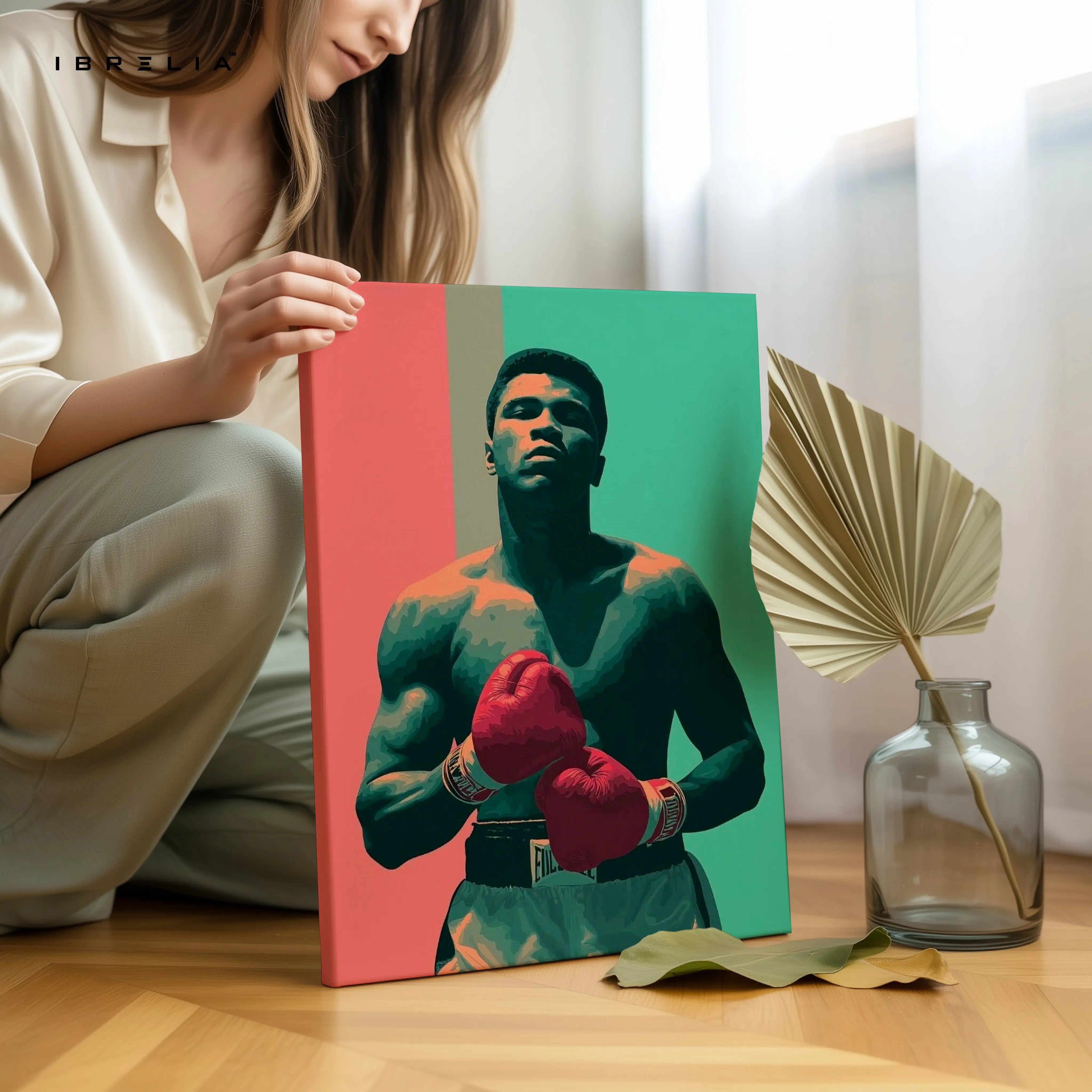 Muhammad Ali Portrait Wall Art – Boxing Legend Canvas Frame | Vintage Fighter Poster Pakistan | IBRELIA™ IBRELIA