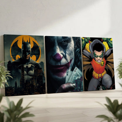 DC Dark Knight Joker Robin 3 Panel 4K Ultra HD Wall Art in Pakistan | IBRELIA™ IBRELIA