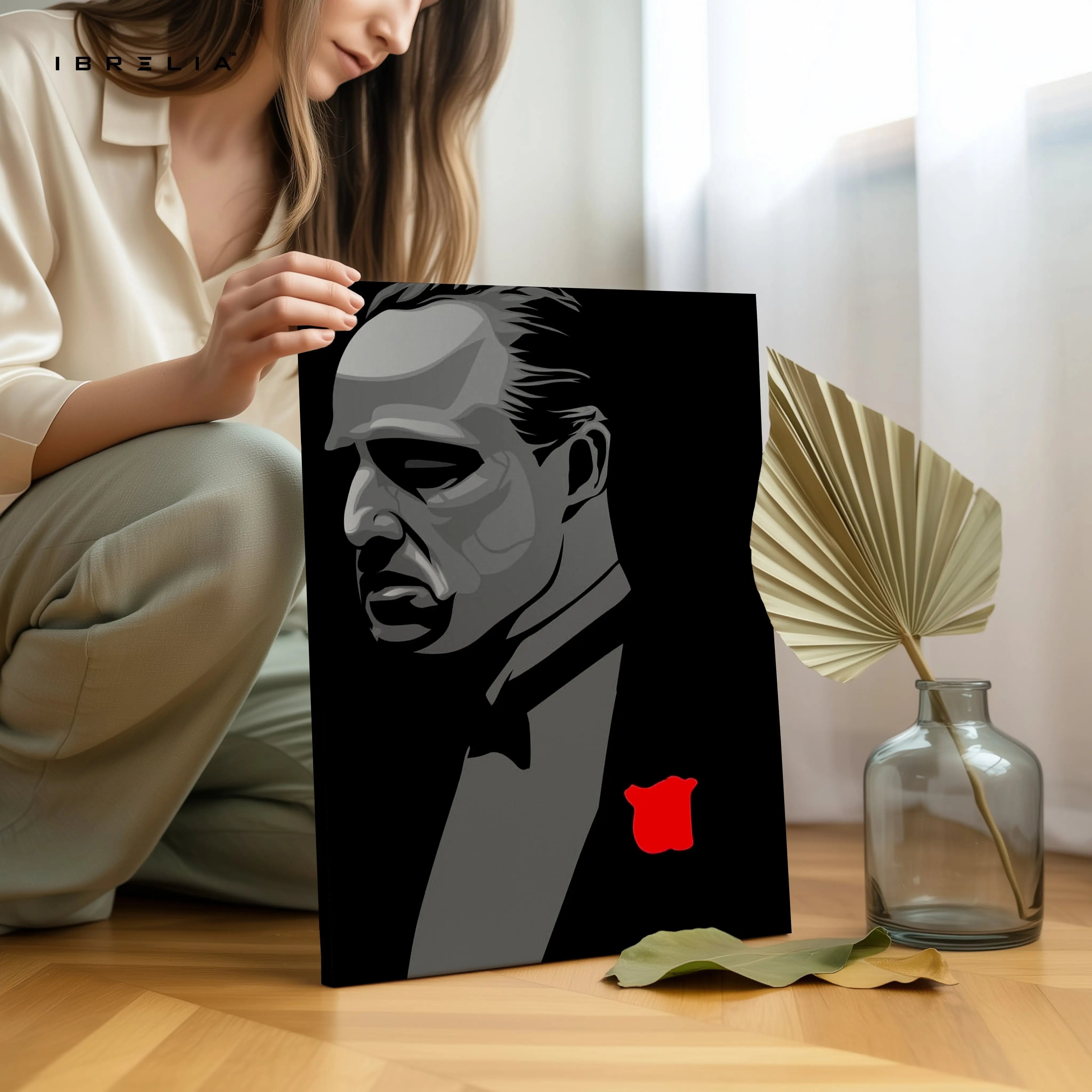 Godfather Minimal Portrait Wall Art – Don Vito Corleone Canvas Frame | Iconic Mafia Poster Pakistan | IBRELIA™ IBRELIA
