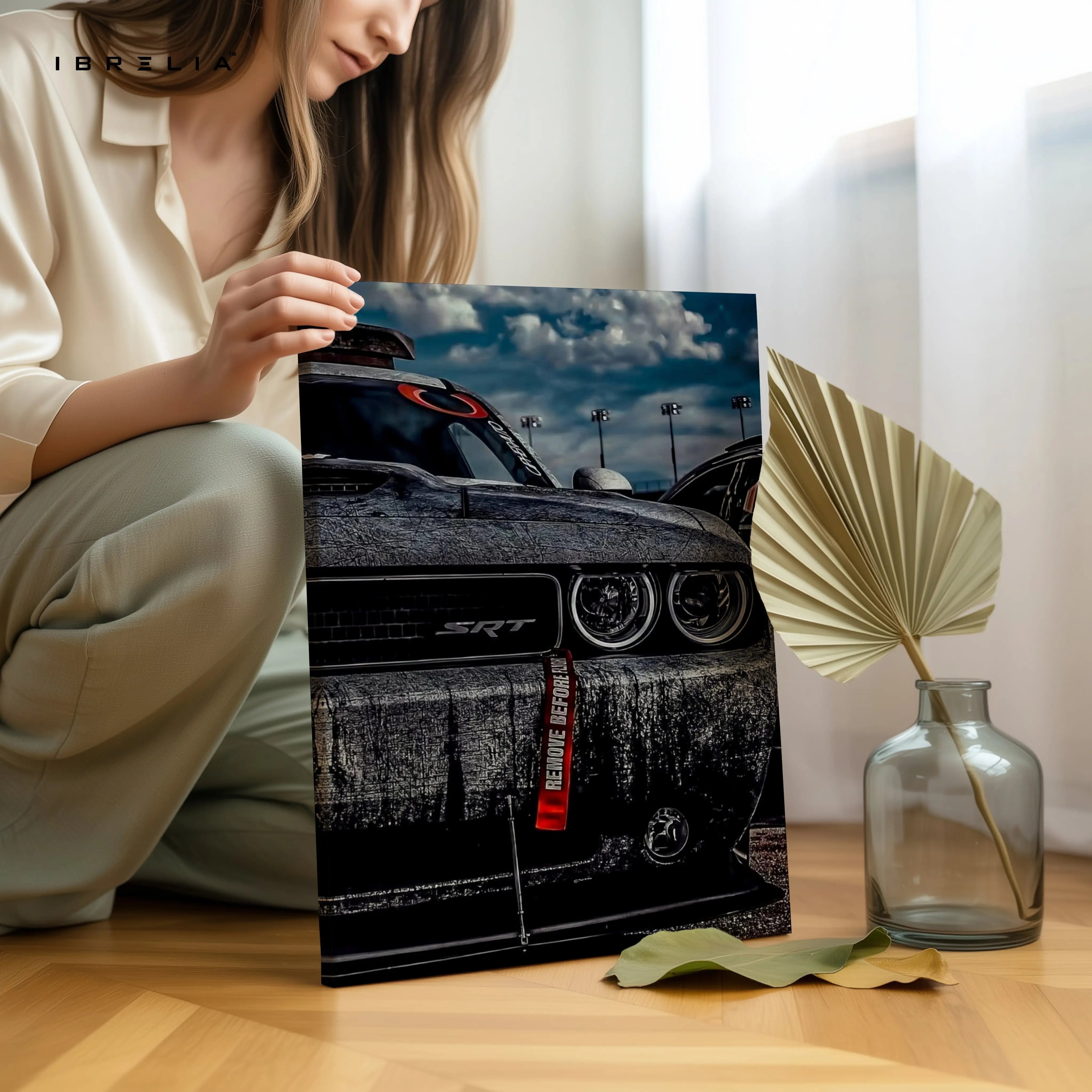 Dodge Challenger SRT Front Detail Wall Art – Muscle Car Close-Up Canvas Frame | SRT Poster Pakistan | IBRELIA™ IBRELIA