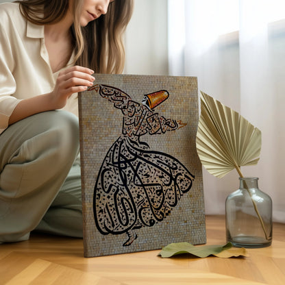 Whirling Dervish Mosaic Art – Sufi Spiritual Dance Wall Art | 4K Ultra Wrap Frame Wall Art in Pakistan | IBRELIA™ IBRELIA