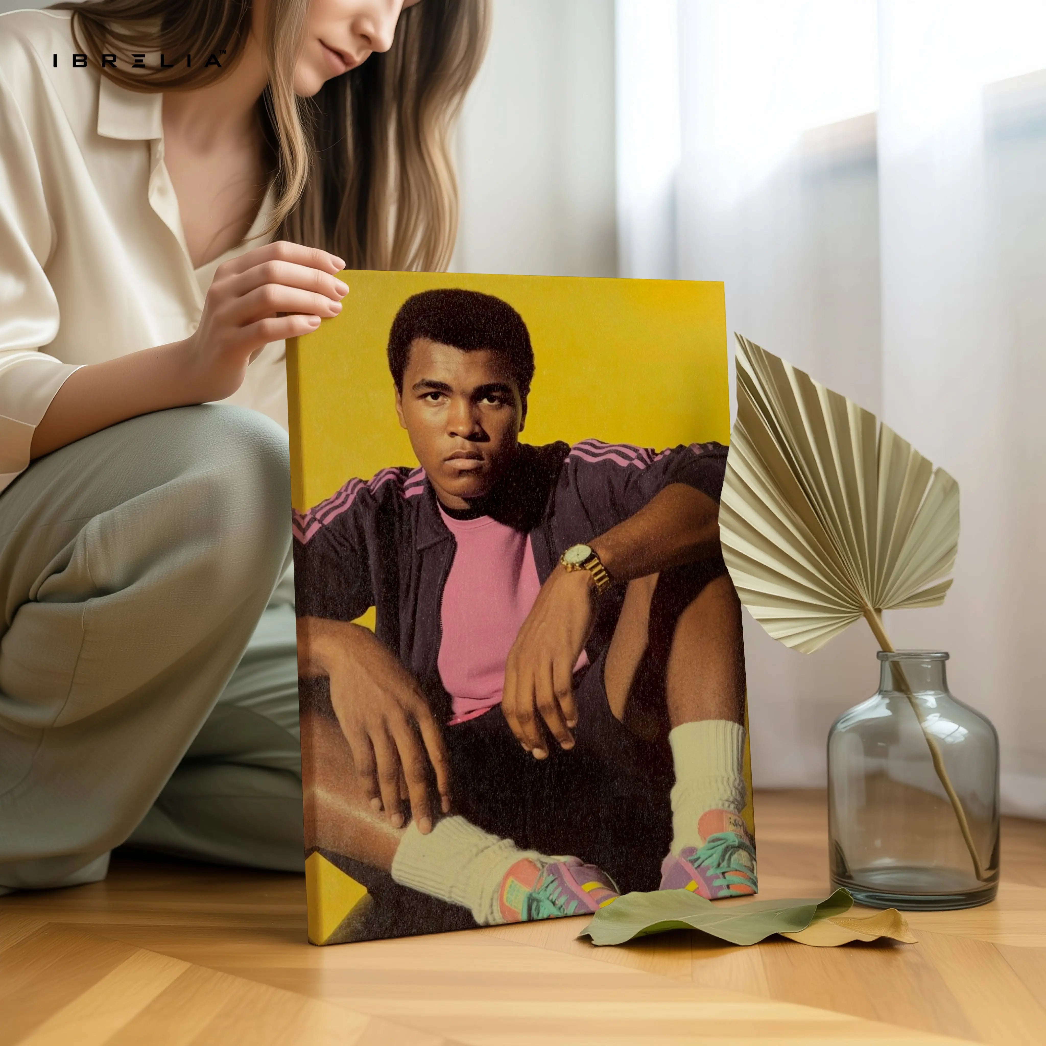Muhammad Ali Vintage Portrait Wall Art – Iconic Boxing Legend Canvas Frame | Retro Athlete Poster Pakistan | IBRELIA™ IBRELIA
