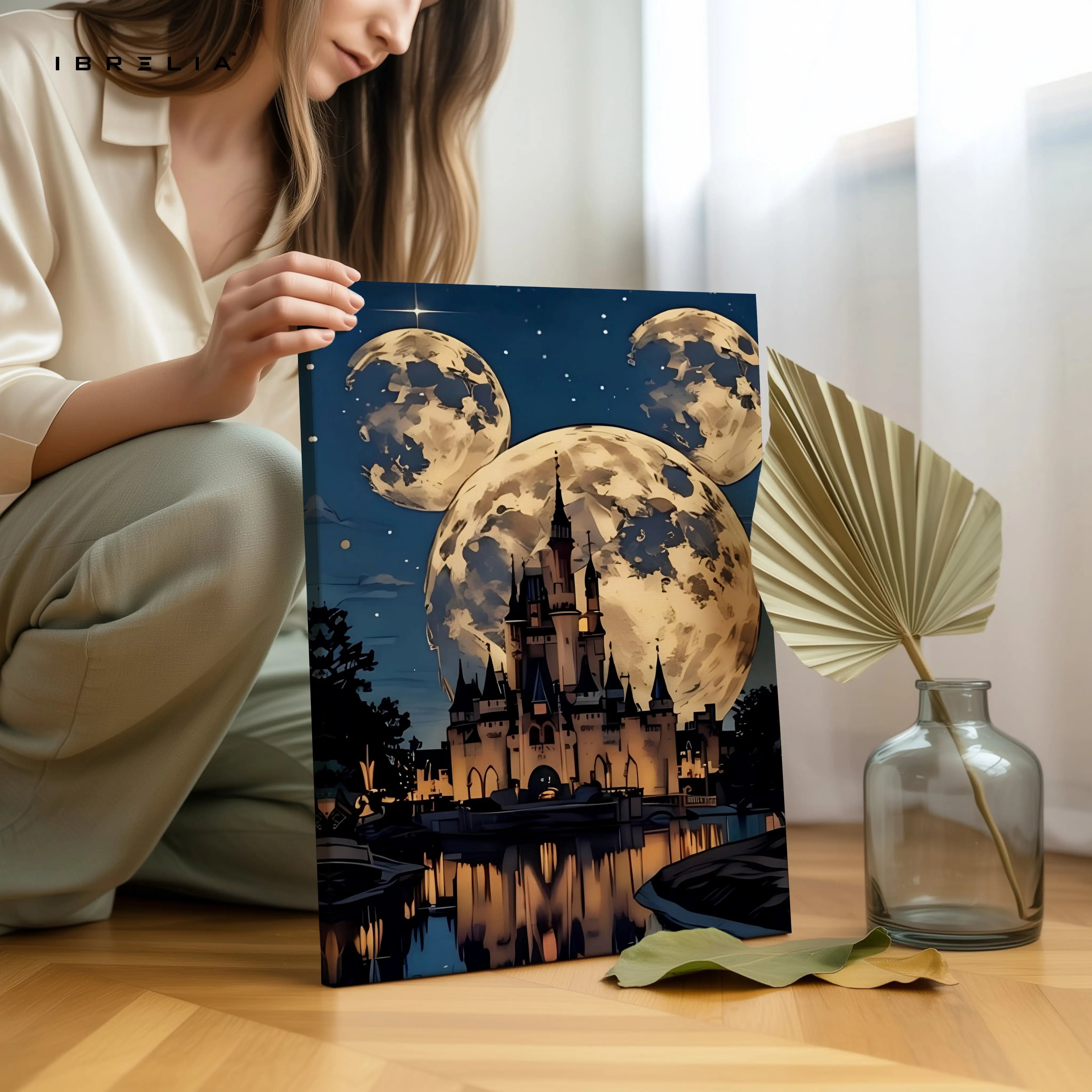 Moonlit Castle Fantasy Wall Art – Magical Night Sky Canvas Frame | Dreamy Aesthetic Decor Pakistan | IBRELIA™ IBRELIA