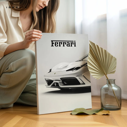 Ferrari Minimal Front Detail Wall Art – Luxury Supercar Poster | 4K Ultra Wrap Frame Wall Art in Pakistan | IBRELIA™ IBRELIA