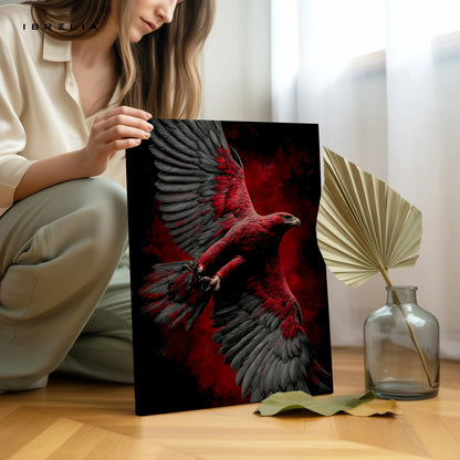 Red Eagle Power Wall Art – Majestic Bird Canvas Frame | Dark Aesthetic Wildlife Poster Pakistan | IBRELIA™ IBRELIA