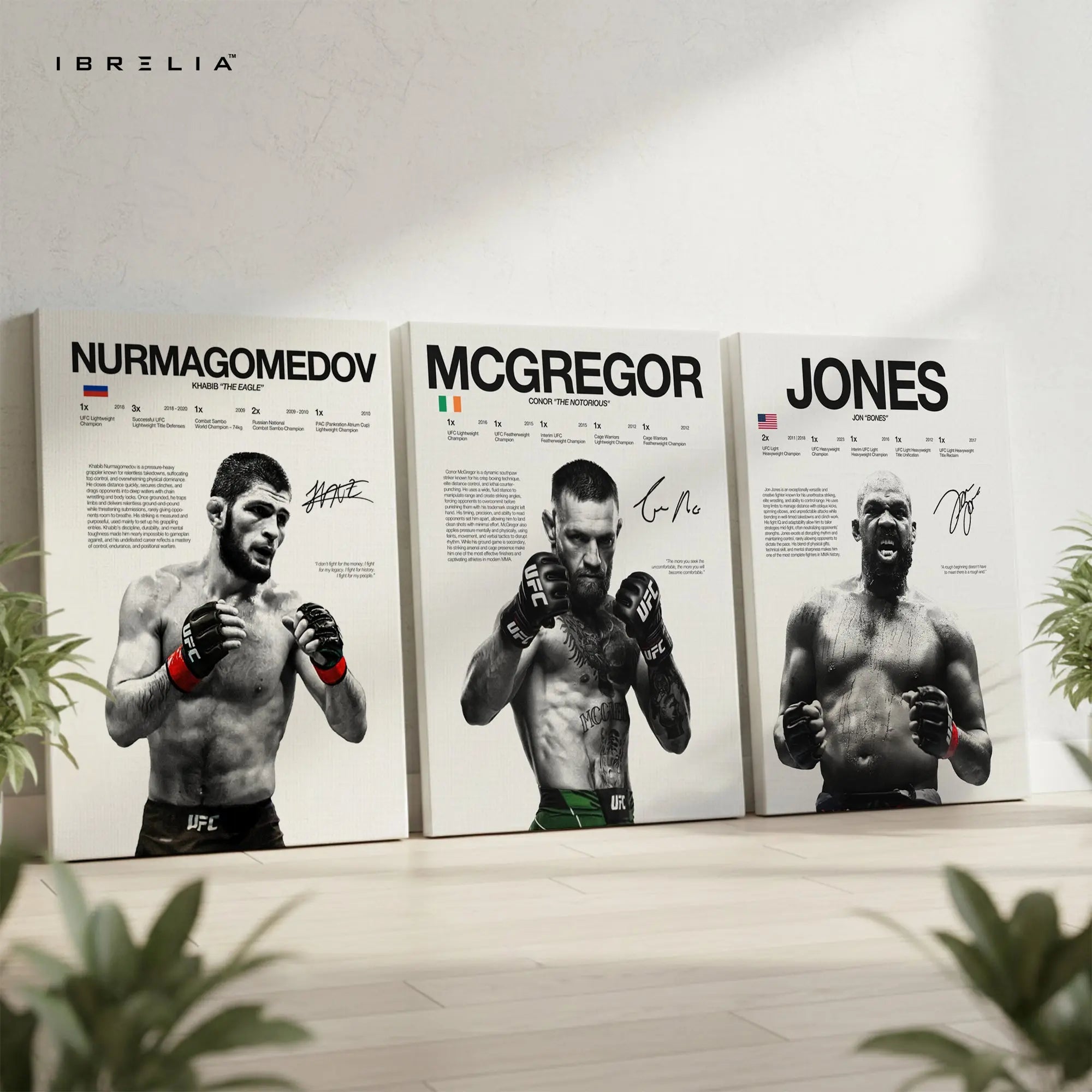 Khabib Nurmagomedov McGregor Jon Jones UFC Legends 3 Panel 4K Ultra HD Wall Art in Pakistan | IBRELIA™ IBRELIA