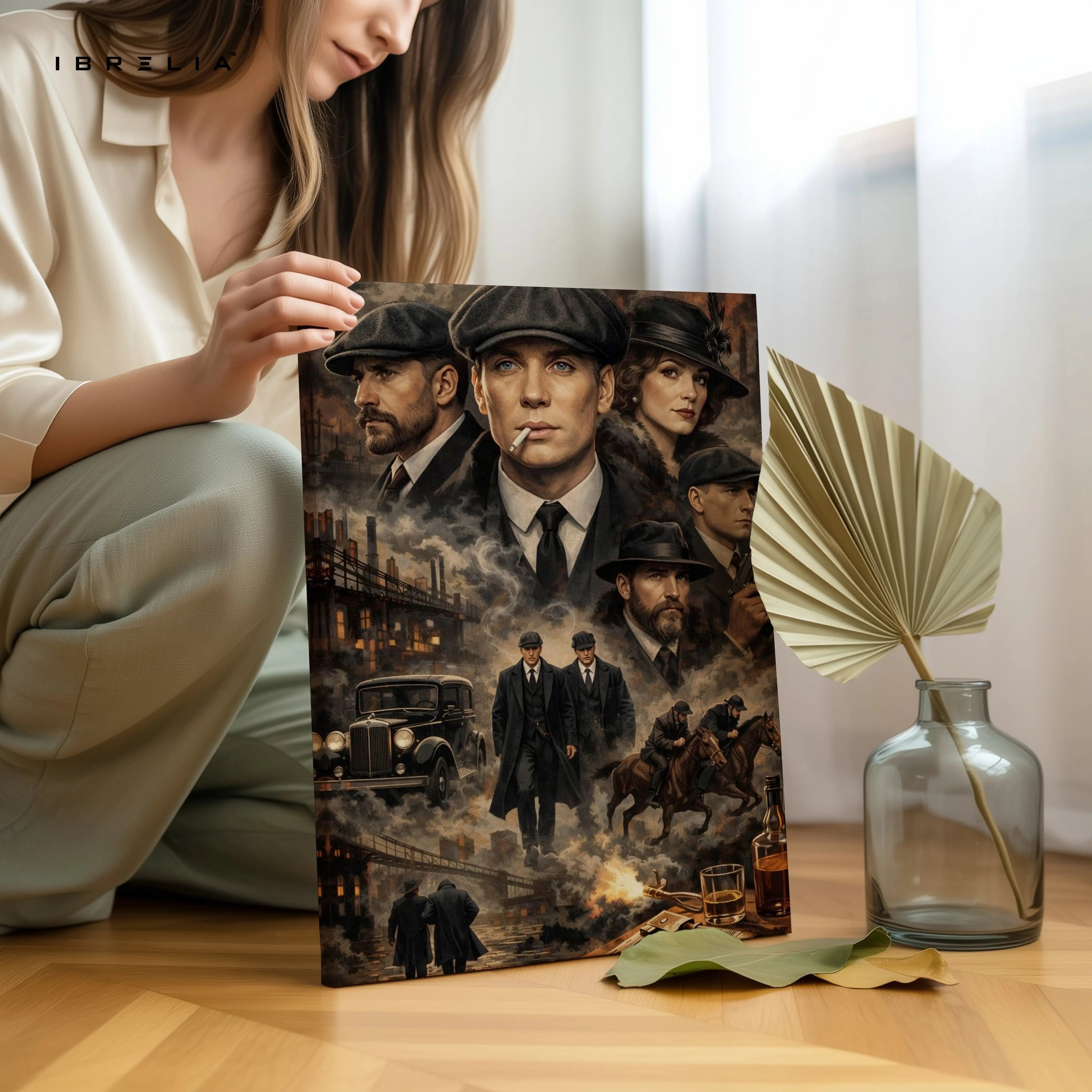 Peaky Blinders Collage Wall Art – Thomas Shelby Gang Canvas Frame | Vintage Crime Series Poster Pakistan | IBRELIA™ IBRELIA