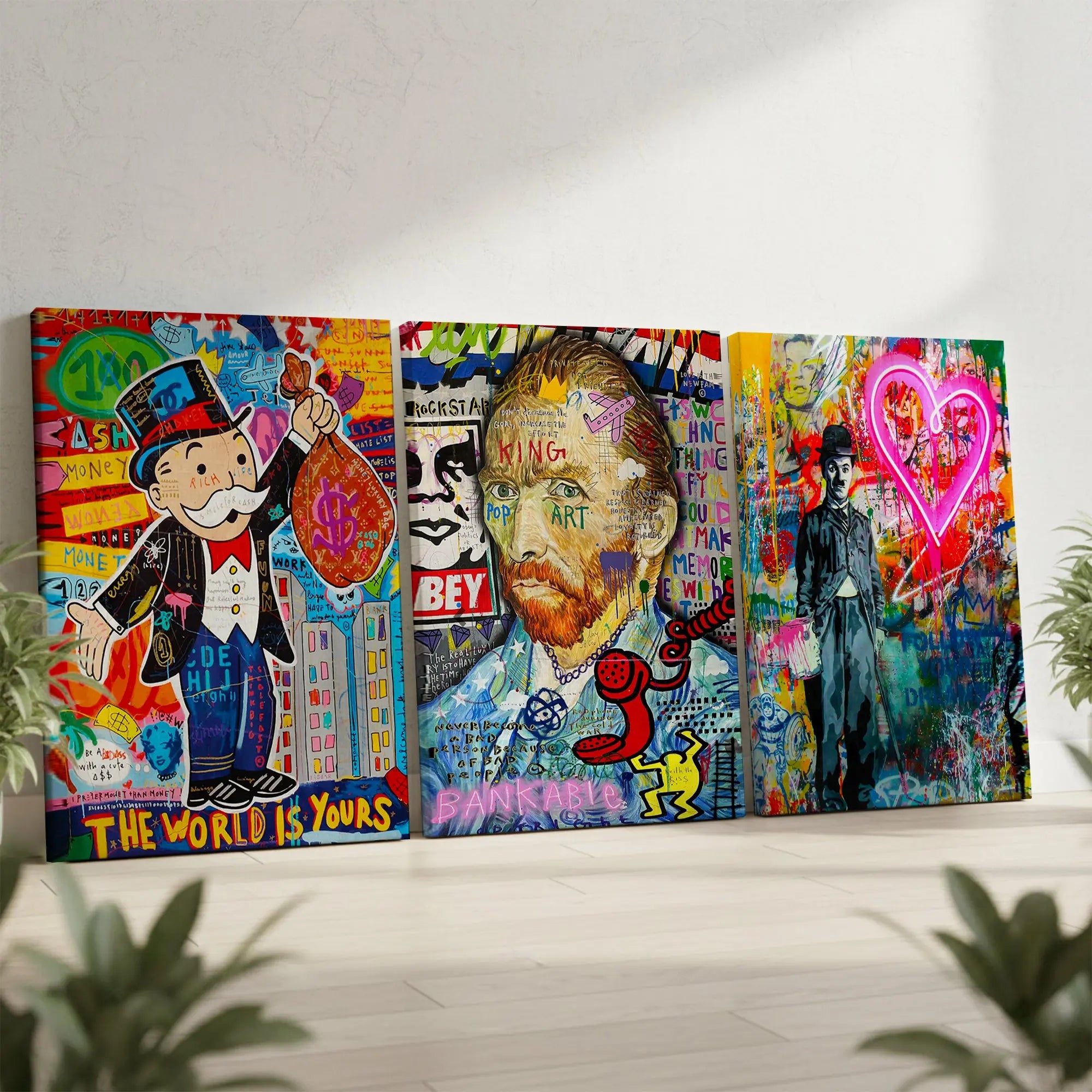 Urban Pop Art Icons Graffiti 3 Panel 4K Ultra HD Wall Art in Pakistan | IBRELIA™ IBRELIA