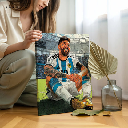 Lionel Messi Argentina Wall Art – World Champion Football Canvas Frame | Soccer Legend Poster Pakistan | IBRELIA™ IBRELIA