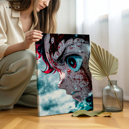 Anime Intense Eye Wall Art – Dark Aesthetic Manga Canvas Frame | Dramatic Character Poster Pakistan | IBRELIA™ IBRELIA