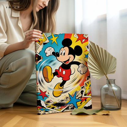 Mickey Mouse Pop Art Wall Art – Vintage Cartoon Canvas Frame | Mickey Comic Style Poster Pakistan | IBRELIA™ IBRELIA