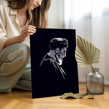 Minimal Leader Silhouette Wall Art – Dark Monochrome Canvas Frame | Elegant Portrait Poster Pakistan | IBRELIA™ IBRELIA