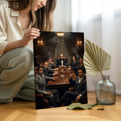 Godfather Mafia Meeting Wall Art – Vintage Crime Family Canvas Frame | Luxury Movie Scene Poster Pakistan | IBRELIA™ IBRELIA
