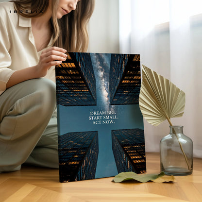 Dream Big Motivation Wall Art – City Skyline Inspirational Canvas Frame | Modern Office Poster Pakistan | IBRELIA™ IBRELIA