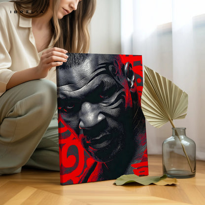 Mike Tyson Portrait Wall Art – Boxing Legend Canvas Frame | Red Black Fighter Poster Pakistan | IBRELIA™ IBRELIA