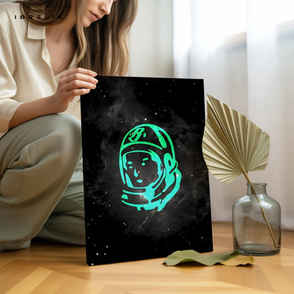 Neon Astronaut Minimal Wall Art – Space Aesthetic Canvas Frame | Galaxy Street Style Poster Pakistan | IBRELIA™ IBRELIA