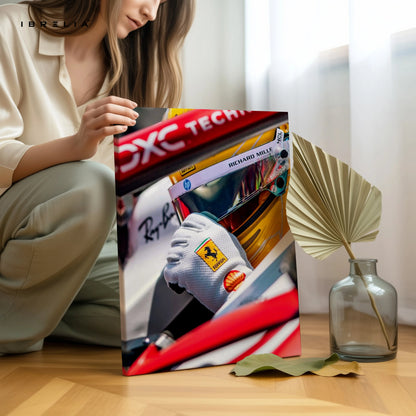 Ferrari F1 Driver Helmet Wall Art – Racing Motorsport Canvas Frame | Formula 1 Speed Poster Pakistan | IBRELIA™ IBRELIA