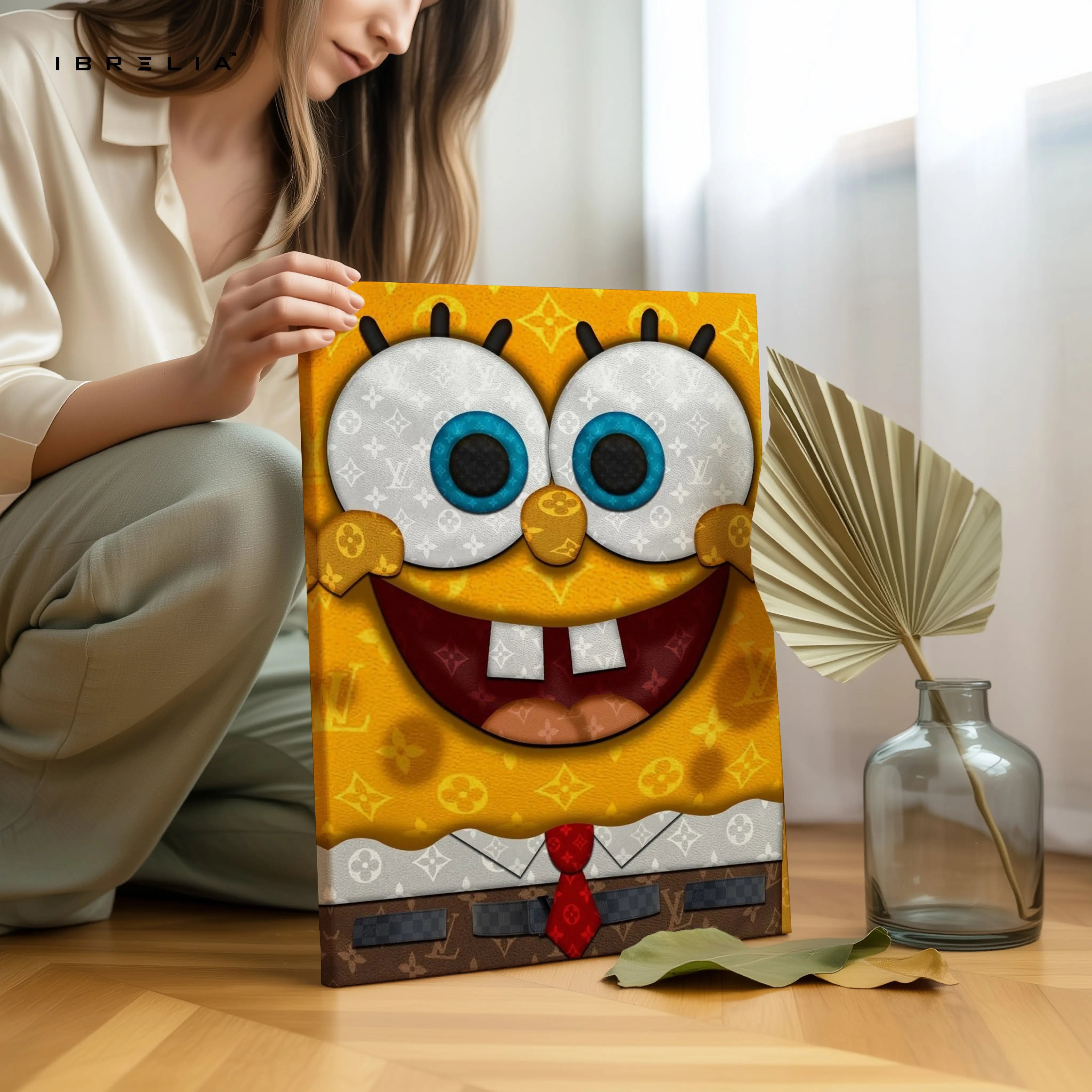 Louis Vuitton x SpongeBob Wall Art – Luxury Cartoon Canvas Frame | Designer Pop Art Poster Pakistan | IBRELIA™ IBRELIA