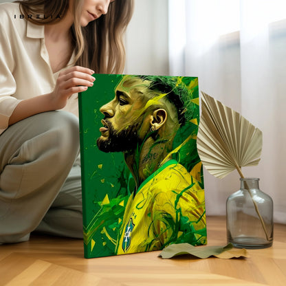 Neymar Jr Portrait Wall Art – Brazil Football Canvas Frame | Neymar Aesthetic Poster Pakistan | IBRELIA™ IBRELIA