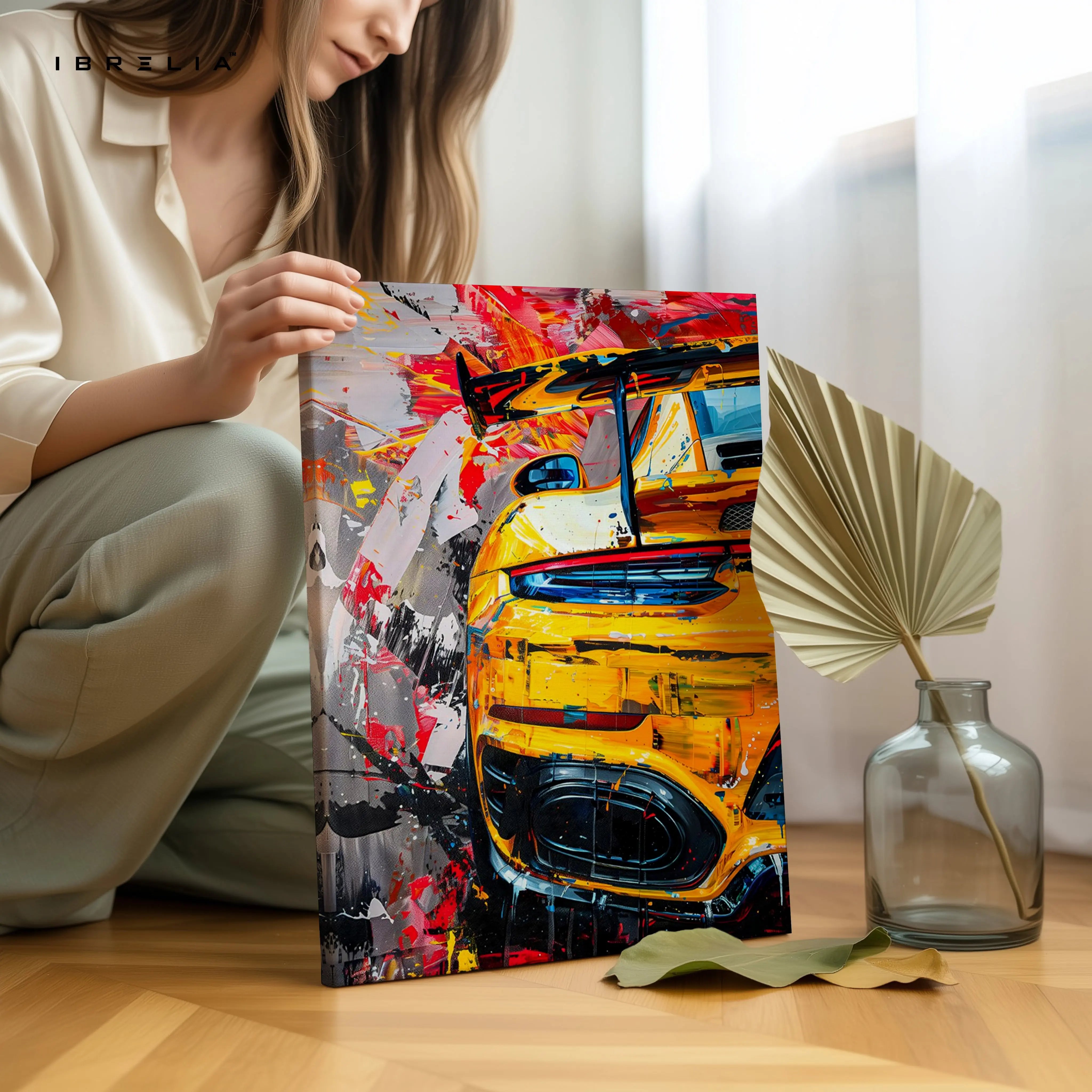 GT3 Neon Rush Art – Abstract Supercar Pop Art Wall Art | 4K Ultra Wrap Frame Wall Art in Pakistan | IBRELIA™ IBRELIA