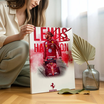 Lewis Hamilton Ferrari Legacy Wall Art – Formula 1 Racing Canvas Frame Pakistan | F1 Champion Poster | IBRELIA™ IBRELIA