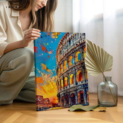 Colosseum Artistic Wall Art – Rome Architecture Canvas Frame | Color Splash Landmark Poster Pakistan | IBRELIA™ IBRELIA